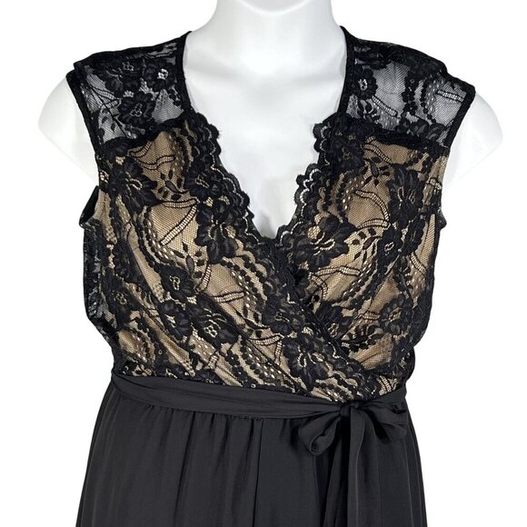 Worthington Womens S Black Lace Bodice Cap Sleeve Wide Leg Jumpsuit Stretchy - Picture 3 of 16